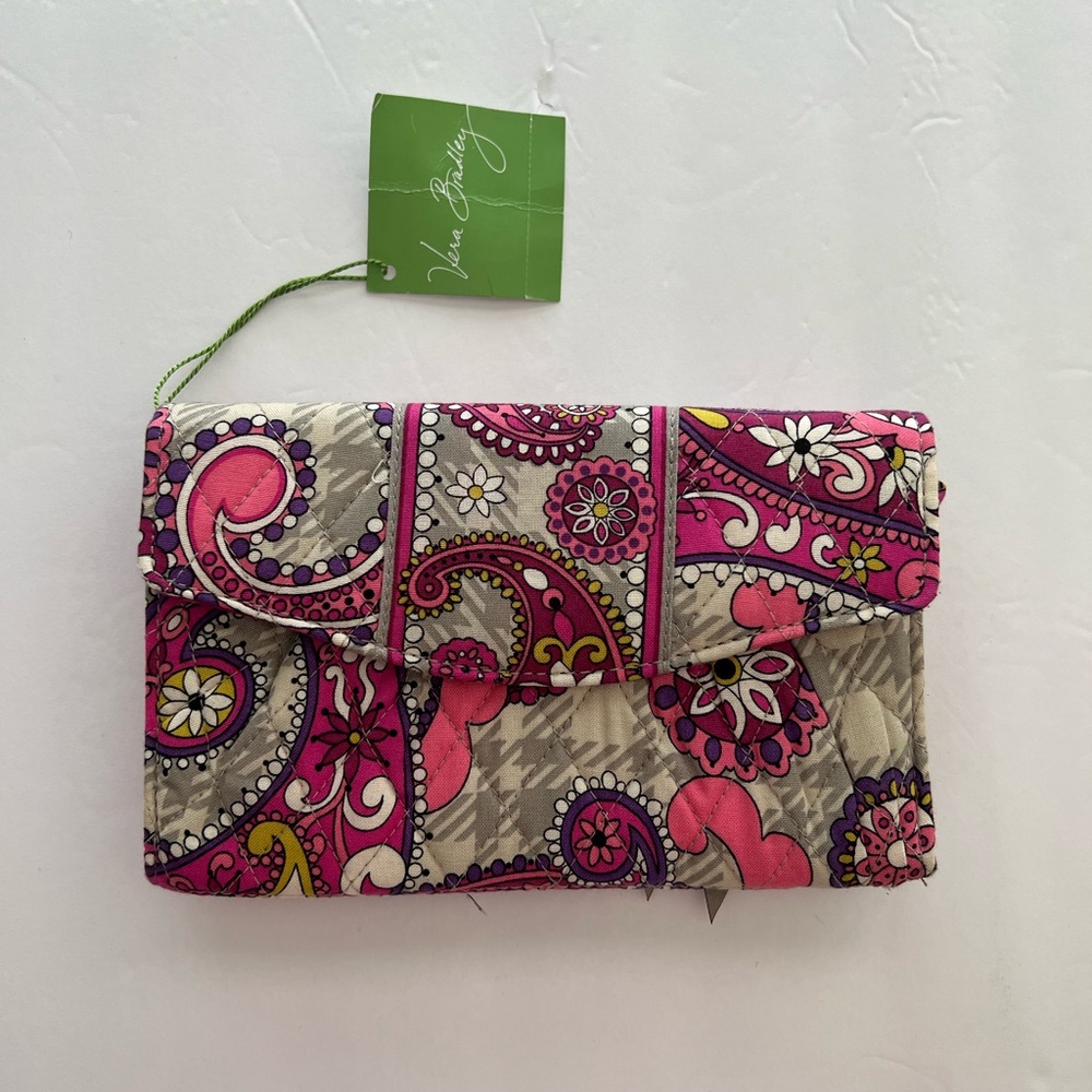 New Vera Bradley Crossbody Wallet Paisley Meets Plaid